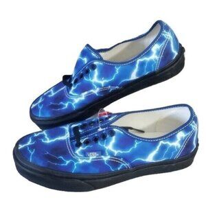 New Vans Authentic Lightning Bolt Blue Skate Sneakers Festival Casual Shoes